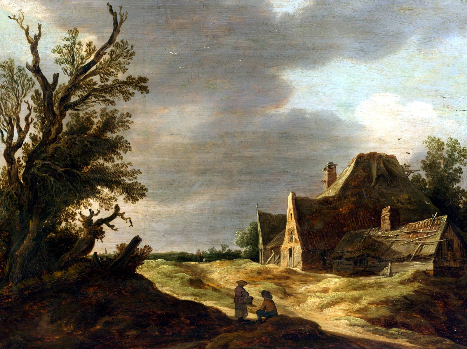 Sandy Road with a Farmhouse, painted by Jan van Goyen in 1627