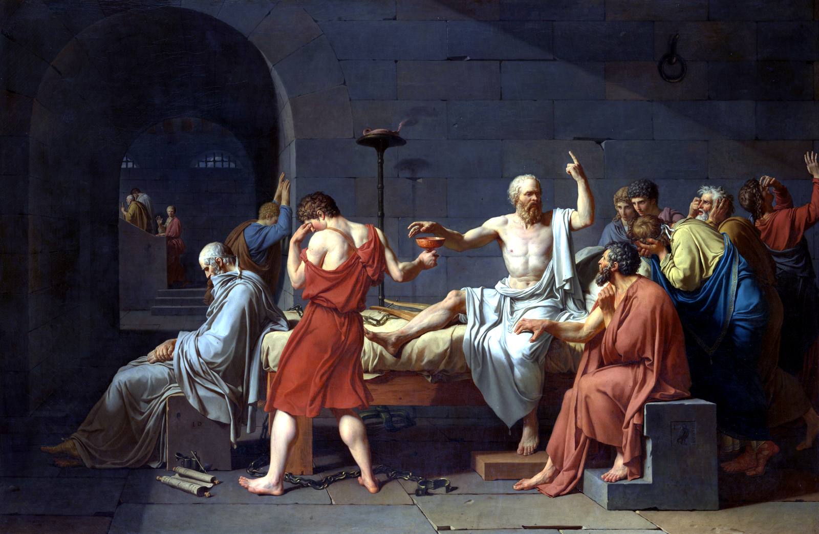 The Death of Socrates, painted by Jacques Louis David in 1787
